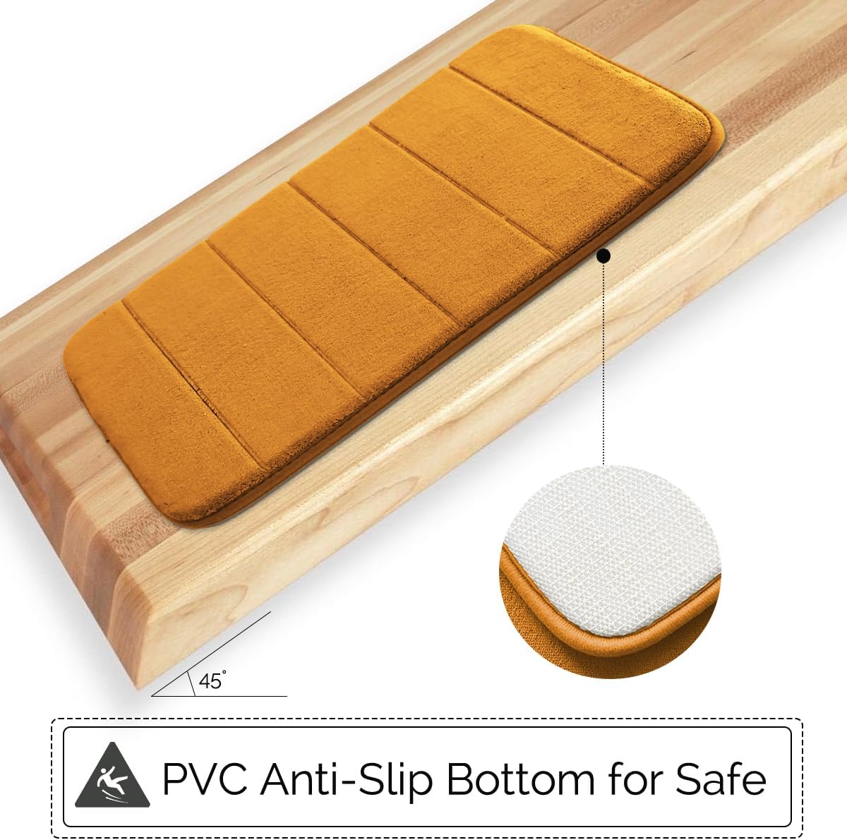 Bathroom Rugs 3 Piece Soft Bath Rugs Set of 3 Non-Slip Memory Foam Bath Rug Machine Washable Bath Mats Shower Mat for Bathroom,Bedroom,Living Room,Multiple Colors,Orange - Image 5