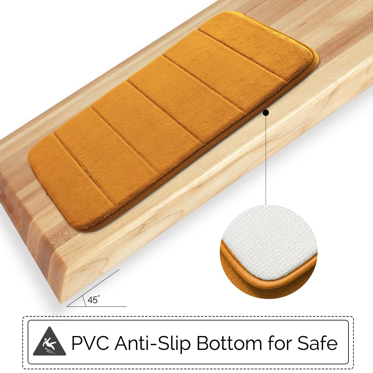 Lot de 3 tapis de bain doux antidérapants en mousse à mémoire de forme, lavables en machine, pour salle de bain, chambre à coucher, salon, plusieurs couleurs, orange