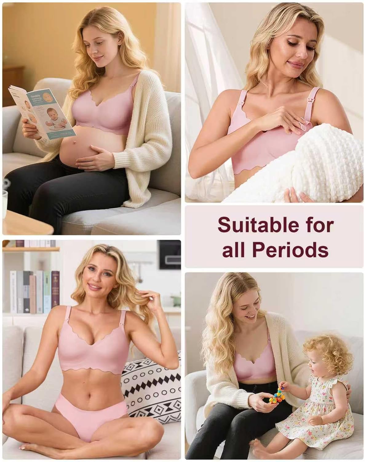 QDN 3 Pack Nursing Bras for Breastfeeding Pregnancy Bras for Women Maternity Nursing Bra Sleep Bras for Women - Image 6