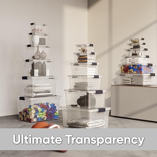 Miniatura 6 de Superio Caja de almacenamiento transparente con tapa, contenedores de plástico de 8.75 cuartos de galón para organizar, cajas apilables, sin BPA, no