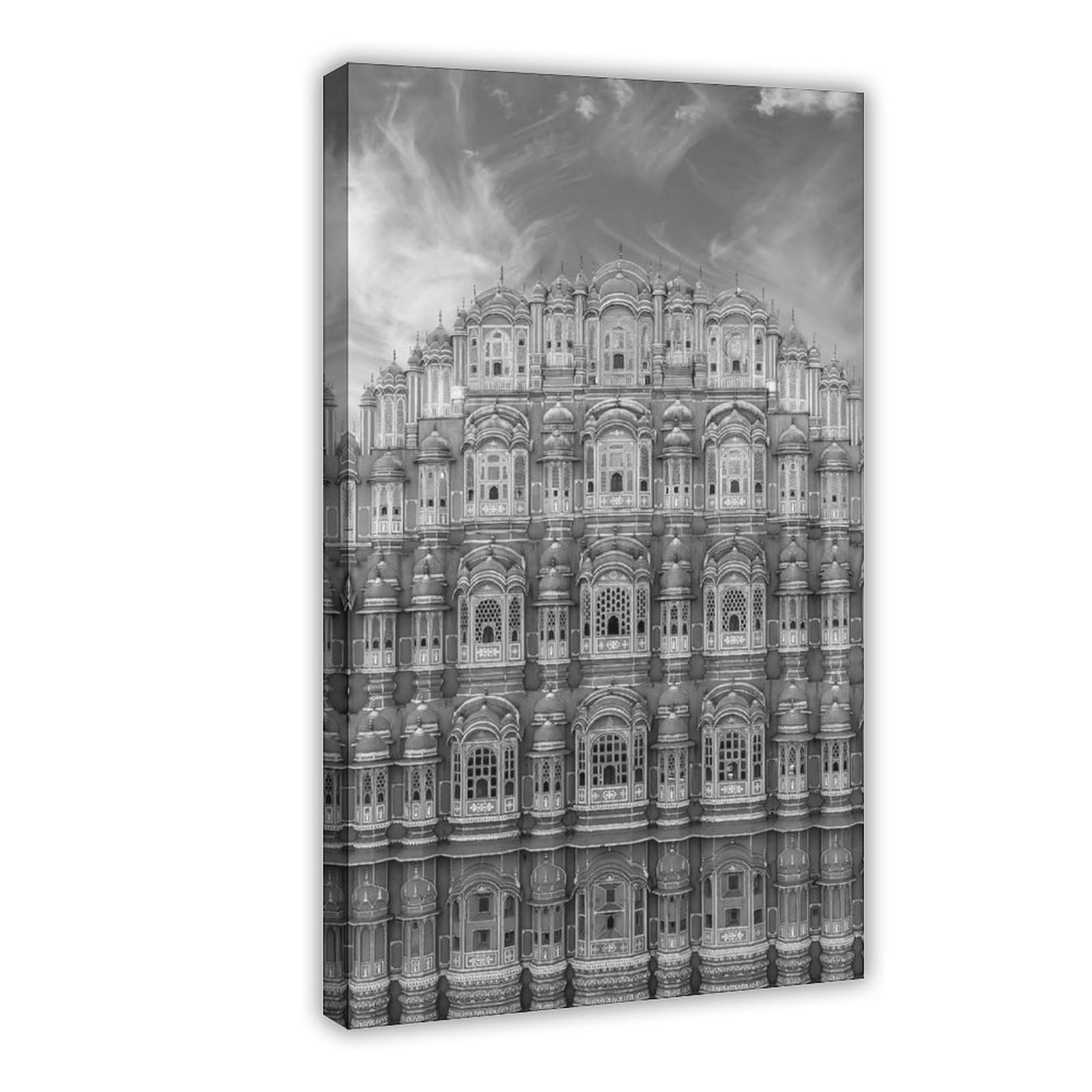 Flamint Frame Old Palace Facade Hawa Mahal Jaipur India Canvas Poster Bedroom Decor Landscape Office Room Decor Gift 8" L X 12" W