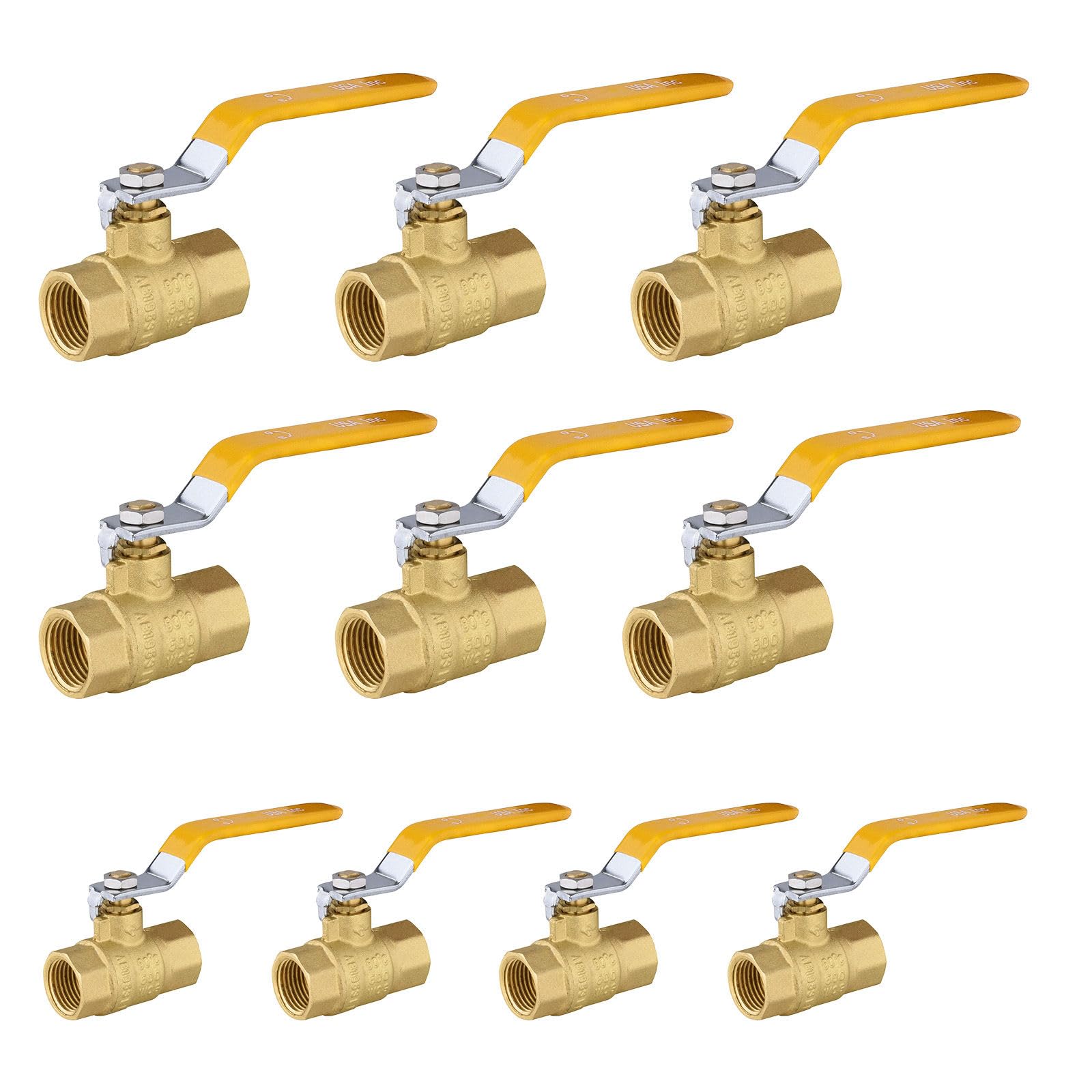 Valve d'arrêt 1,9 cm vanne à boisseau sphérique laiton jaune avec raccord fileté FIP FNPT 600 WOG