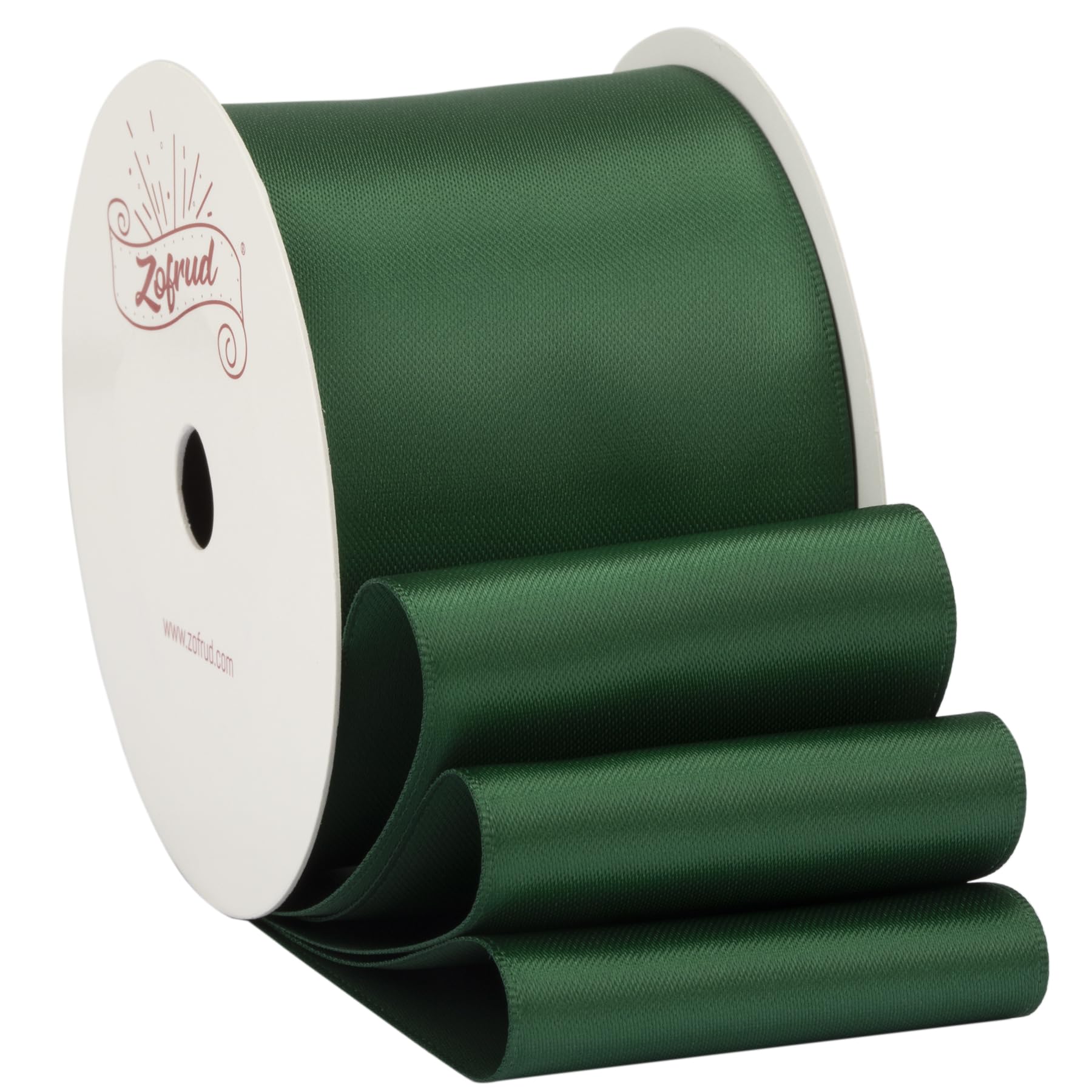 Zofrud Forest Green Satin Ribbon 50mm x 9 Meters - Ideal for Crafts, Gift Wrapping, Flower Bouquet, and Weddings