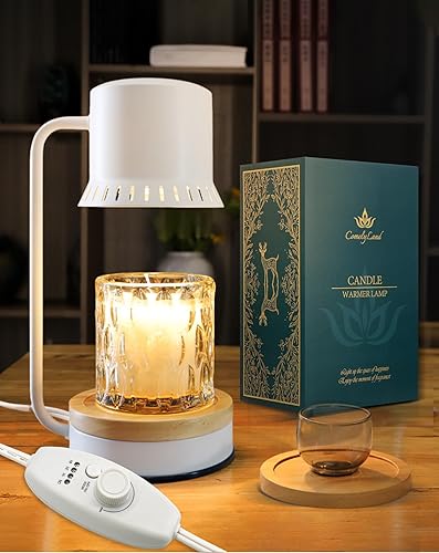 Miniatura 10 de Lámpara calentadora de velas con temporizador de 50 W, luz de calentamiento regulable para velas en tarro ajustable con posavasos, moderna lámpara