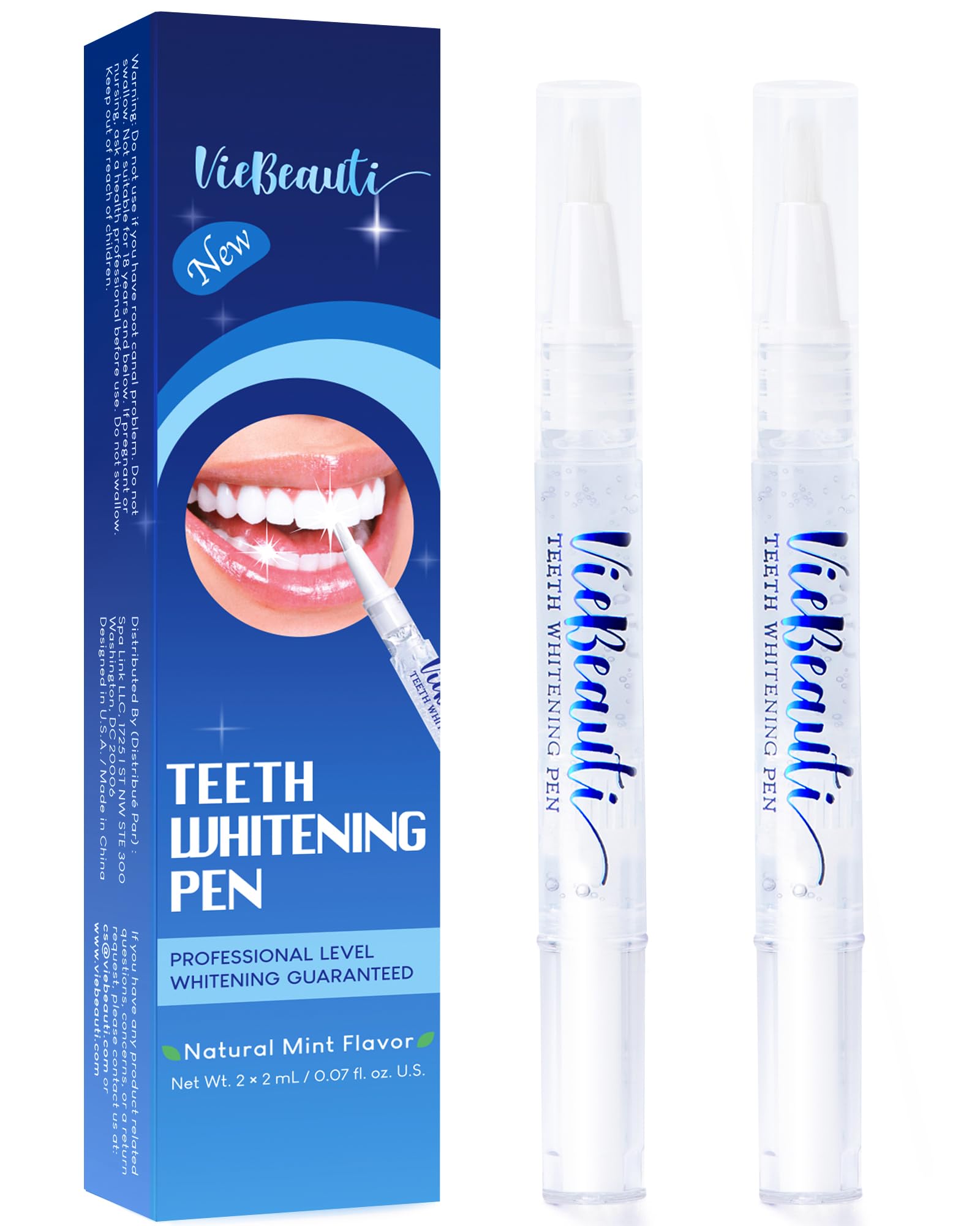 VieBeauti Teeth Whitening Pen (2 Pcs), 20+ Uses, Effective, Painless, No Sensitivity, Travel-Friendly, Easy to Use, Beautiful White Smile, Mint Flavor