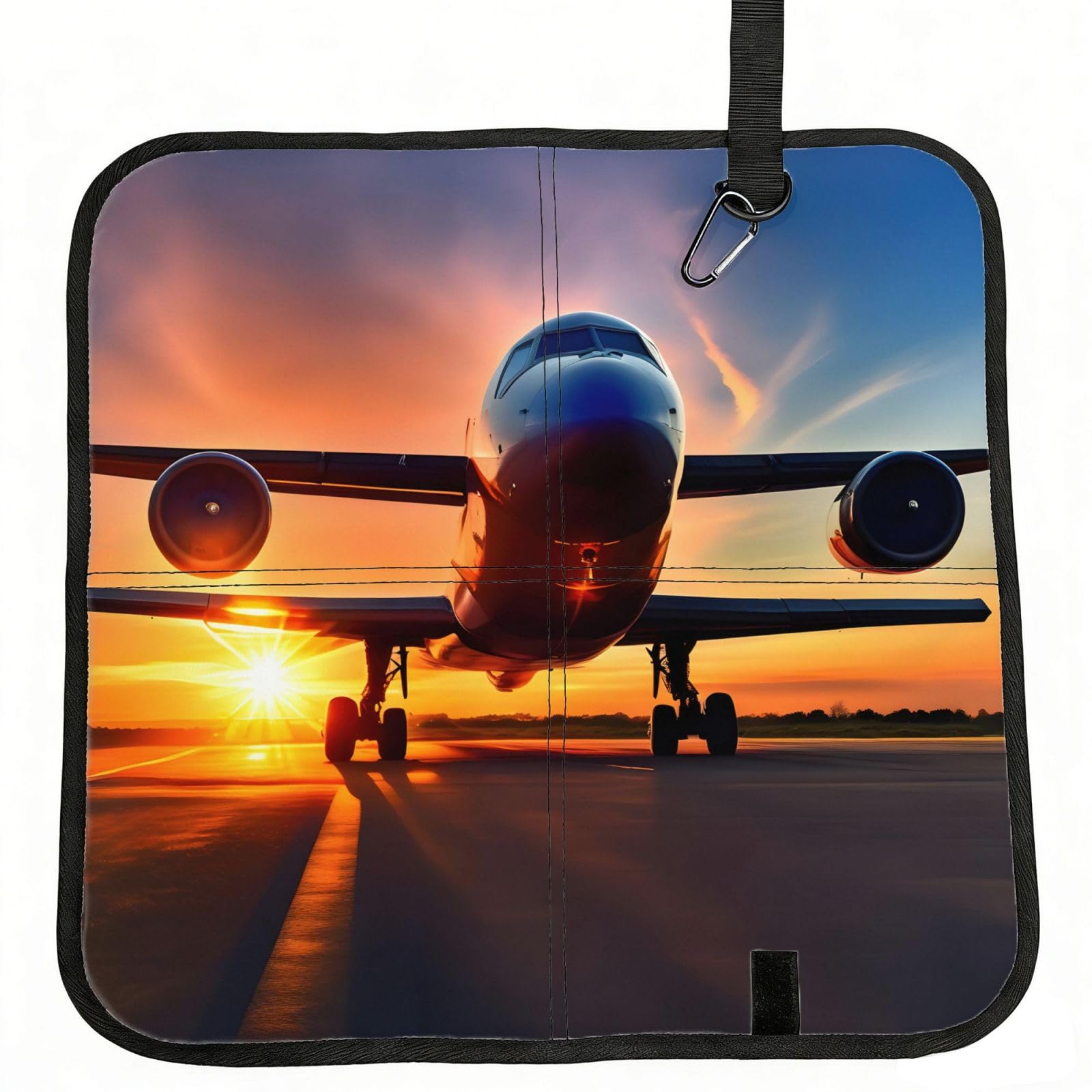 YGLHBDPBF Airplane Sunset Sky Print Camping seat cushion,Foldable Sitting Pads,Save Backpack Space for Hiking
