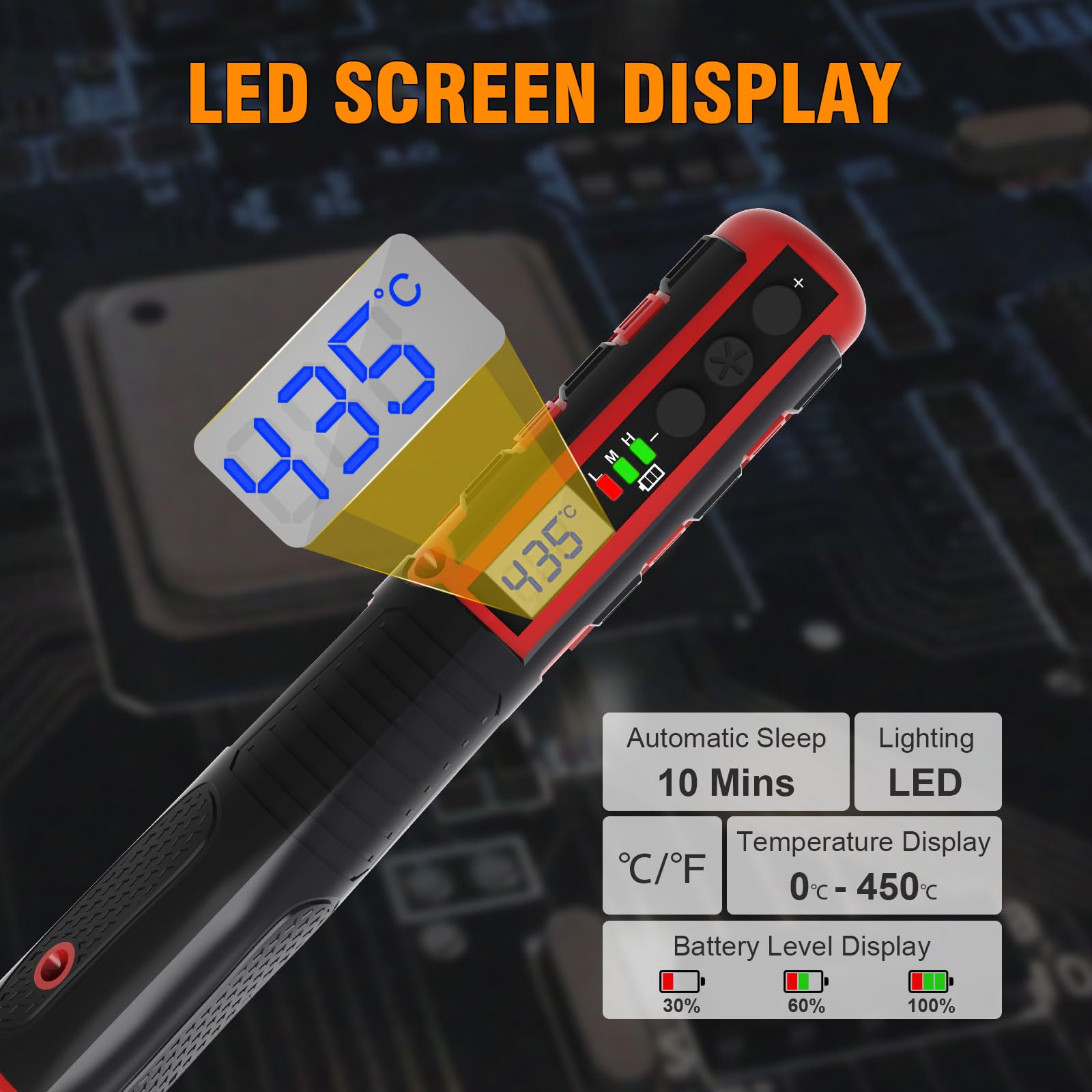 Saldatore a Stagno a Batteria 8W temperatura regolabile 200-450℃