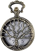 Vista 2 de Reloj de bolsillo de cuarzo para hombre, ojos verdes, forma de caja redonda, collar de bolsillo