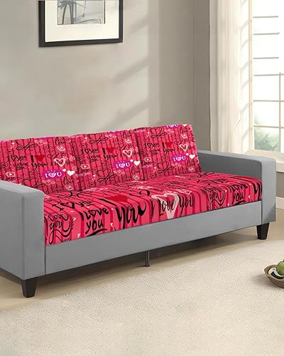 Miniatura 2 de Fundas de cojín elásticas para sofá con palabras románticas, seccionales, individuales, en forma de L, T, con parte inferior elástica, para San