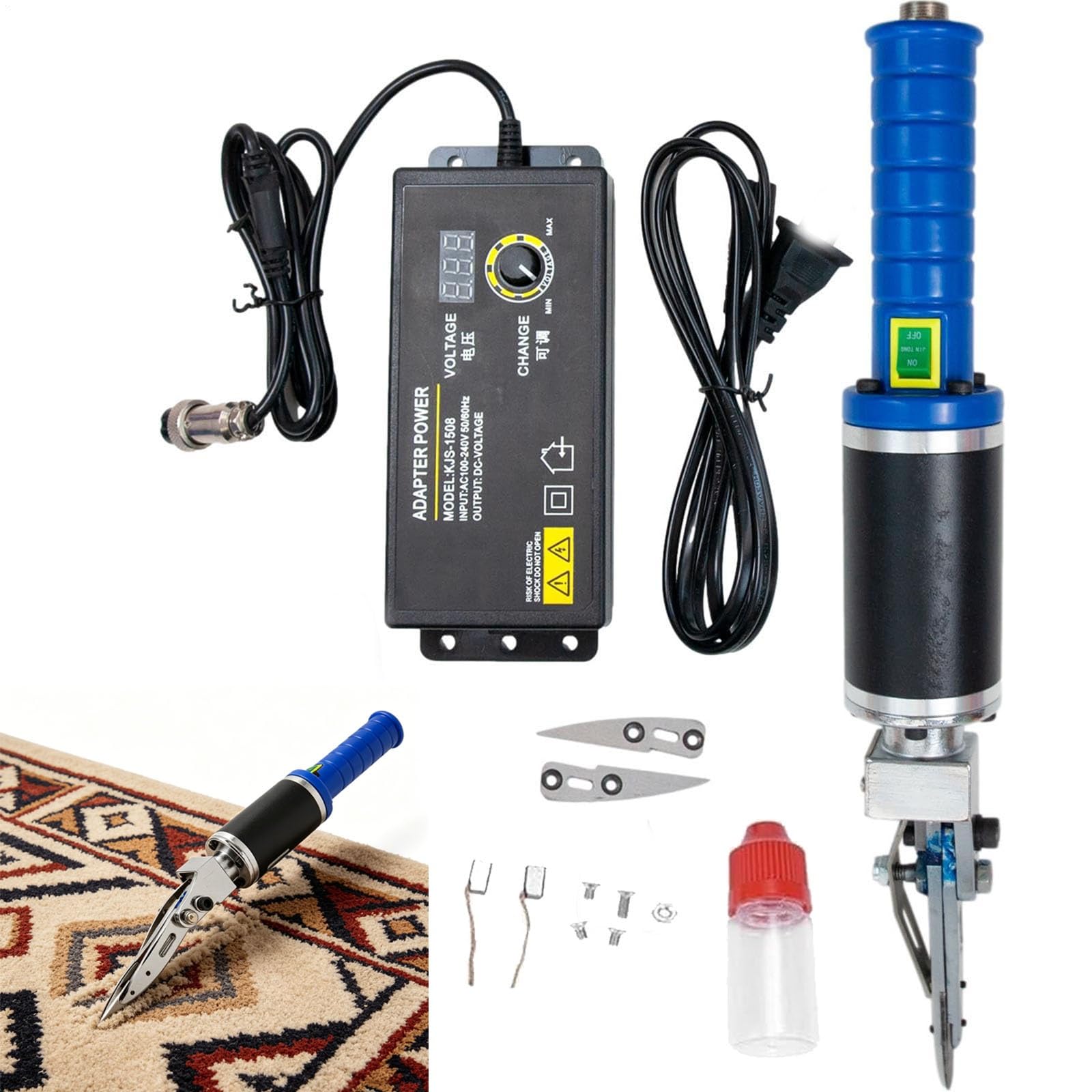 200 W elektrische Teppichschere mit ergonomischem Griff, einstellbarer Geschwindigkeit, ideal for Nähen, Sticken und Basteln