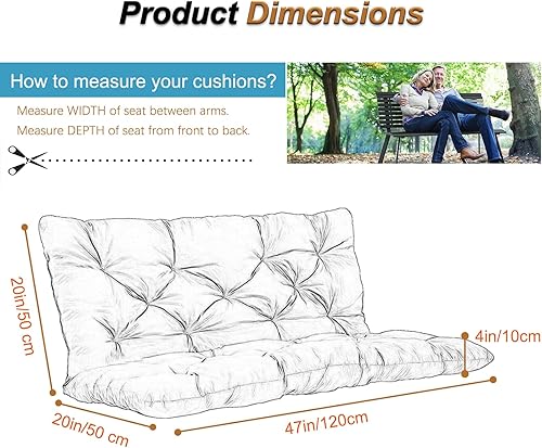 Miniatura 216 de Cojín de repuesto para columpio de 2-3 asientos, cojines de banco para exteriores con respaldo grueso de 4 pulgadas, muebles de patio, jardín, Flor