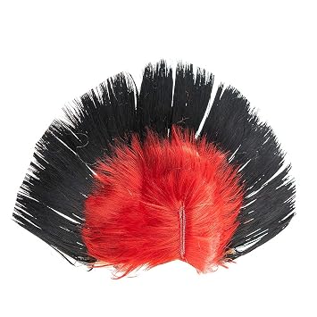 Rainbow Mohawk Wig Hallowmas Masquerade Punk Mohican Hairstyle Cockscomb Hair Cosplay Colorful Wig for Chrismas Party Red and Black