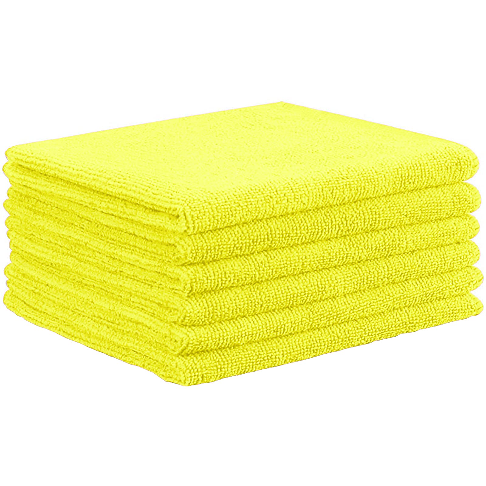Amos Yellow Large 40Cm X 40Cm Microfibre Cleaning Cloths Home Kitchen Bathroom Dusters Car Valeting Polishing Machine Washable Wipes (12 Cloths, )