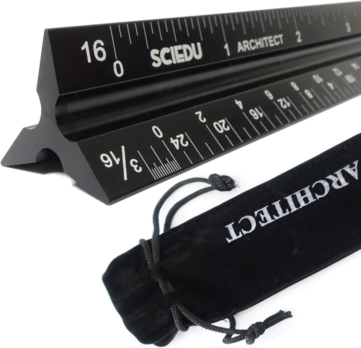 Vowcarol Architect Scale, Etched Solid Aluminum 12 inches Architect Ruler with Velvet Bag