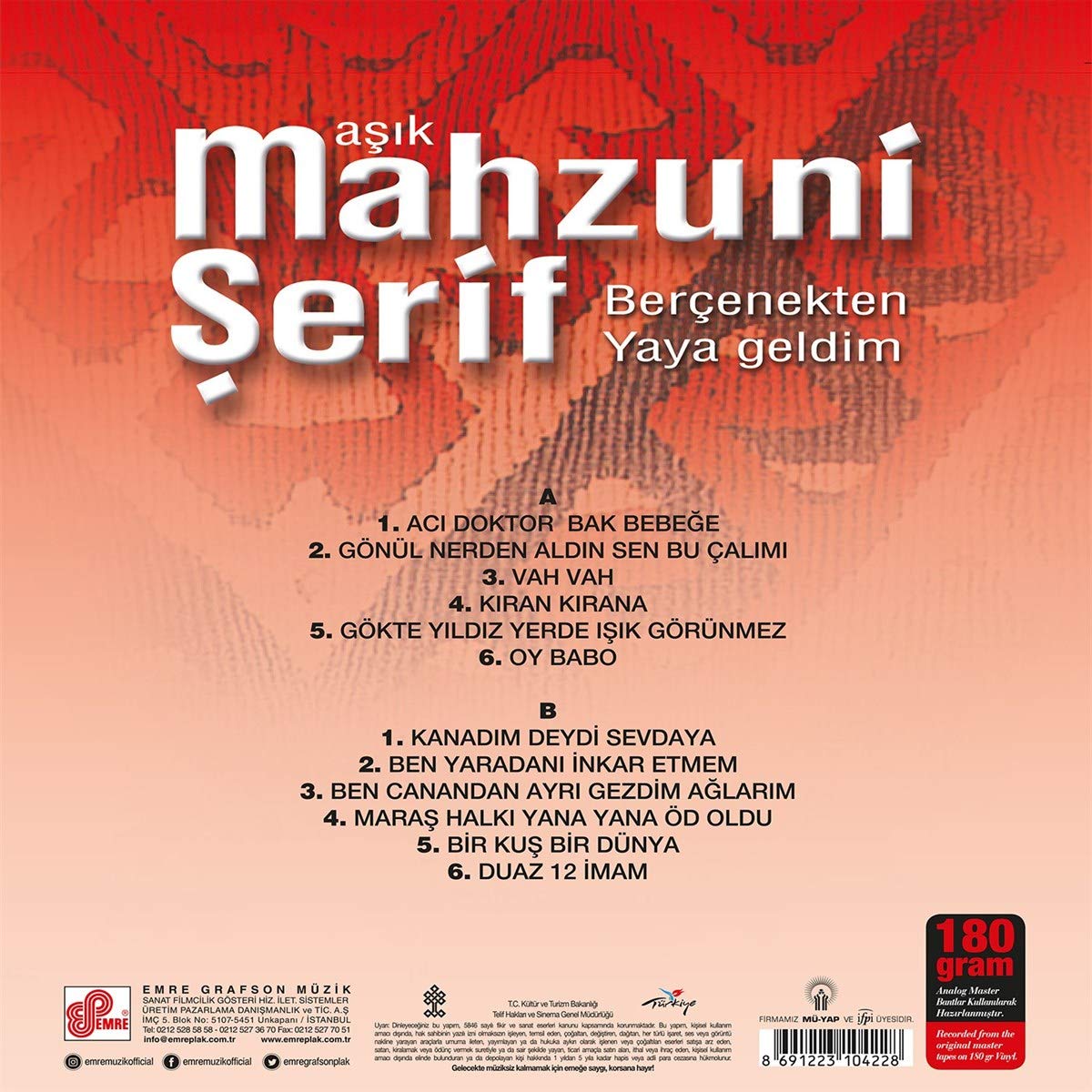 Aşık Mahzuni Şerif - Berçenek'ten Yaya Geldim (Plak), Vinyl, Schallplatte
