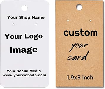 Custom Earring Display Card,Personalized Jewelry Card Hold, 200 Pack 1.9x3 inch, Custom Your Color