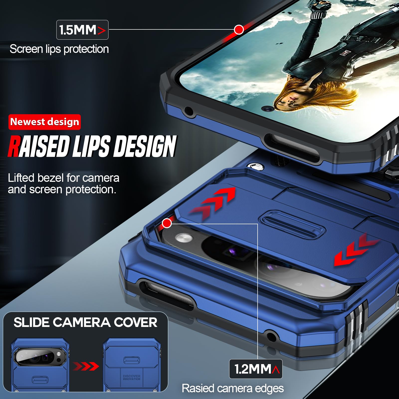 LeYi Custodia per Google Pixel 9 Antiurto con Protecteur Schermo Integrata, 360 Degrés Protezione Completa Protettiva Custodie Bumper Rugged Cellulare Case per Google Pixel 9 Blu