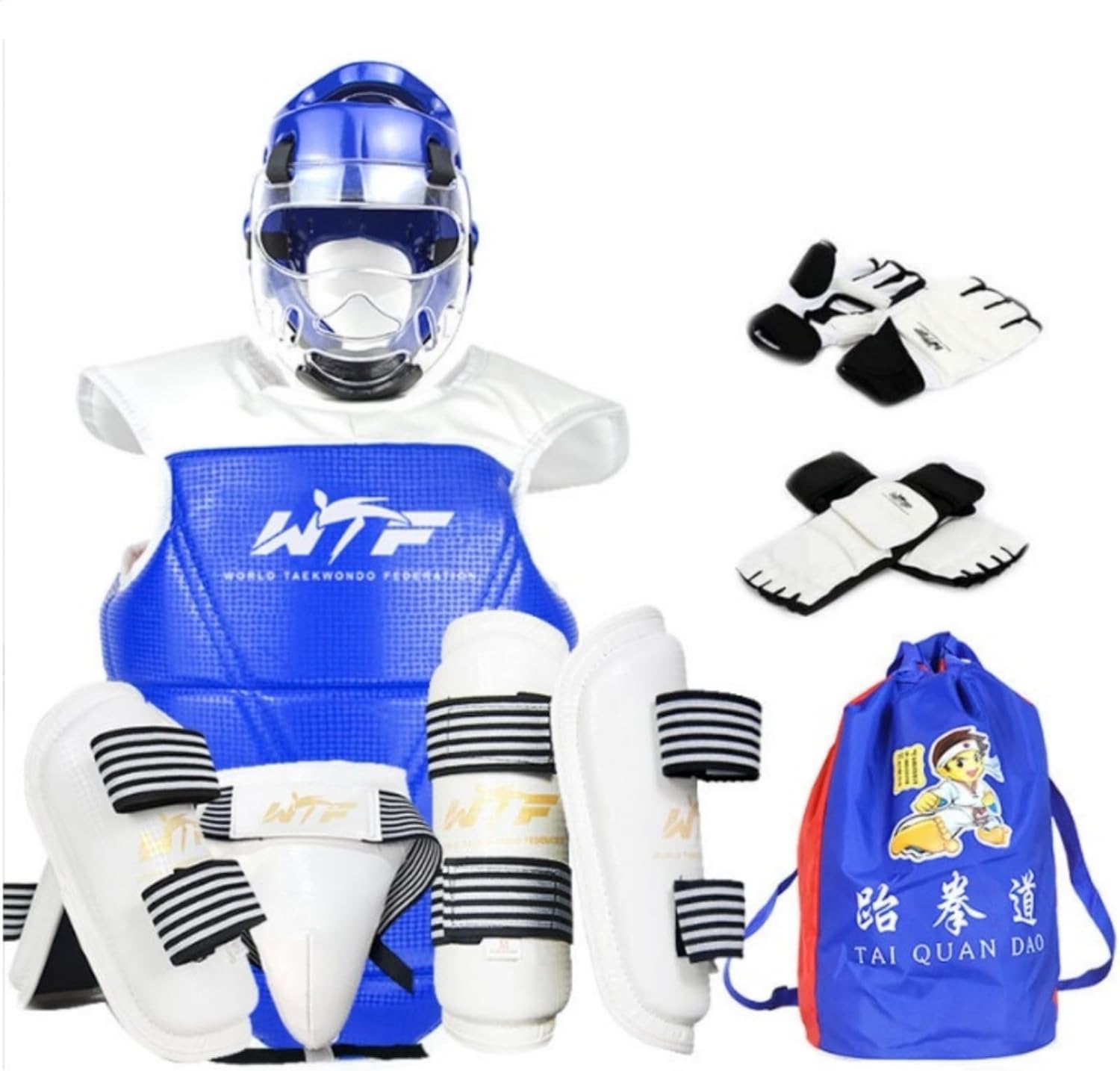 13 pcs Taekwondo Sparring Gear Set Ultimate Head Chest Protective Gear Arm Groin Guards Hand Gloves Foot Protector for Children Youth Adult Martial Arts Karate MMA Training