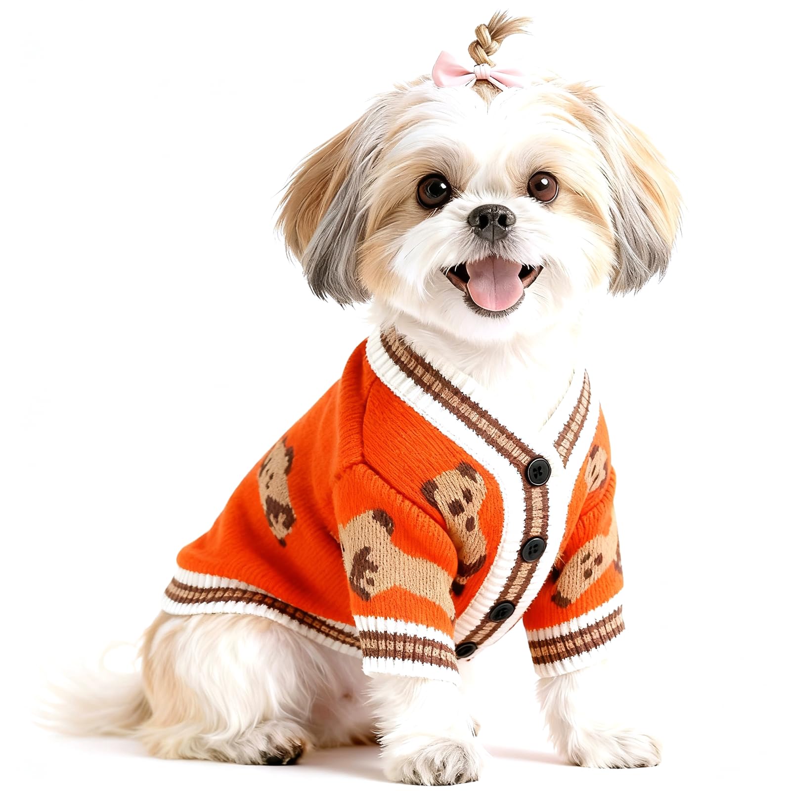 Dog Jumper Valentines Dog Clothes Bear Dogs Cardigan Knitted Puppy Jumper Soft Girl Dogs Sweater Valentines Day Puppy Clothes Outfit Apparel for Small Medium Doggy Cat Jumpers (Red,L)