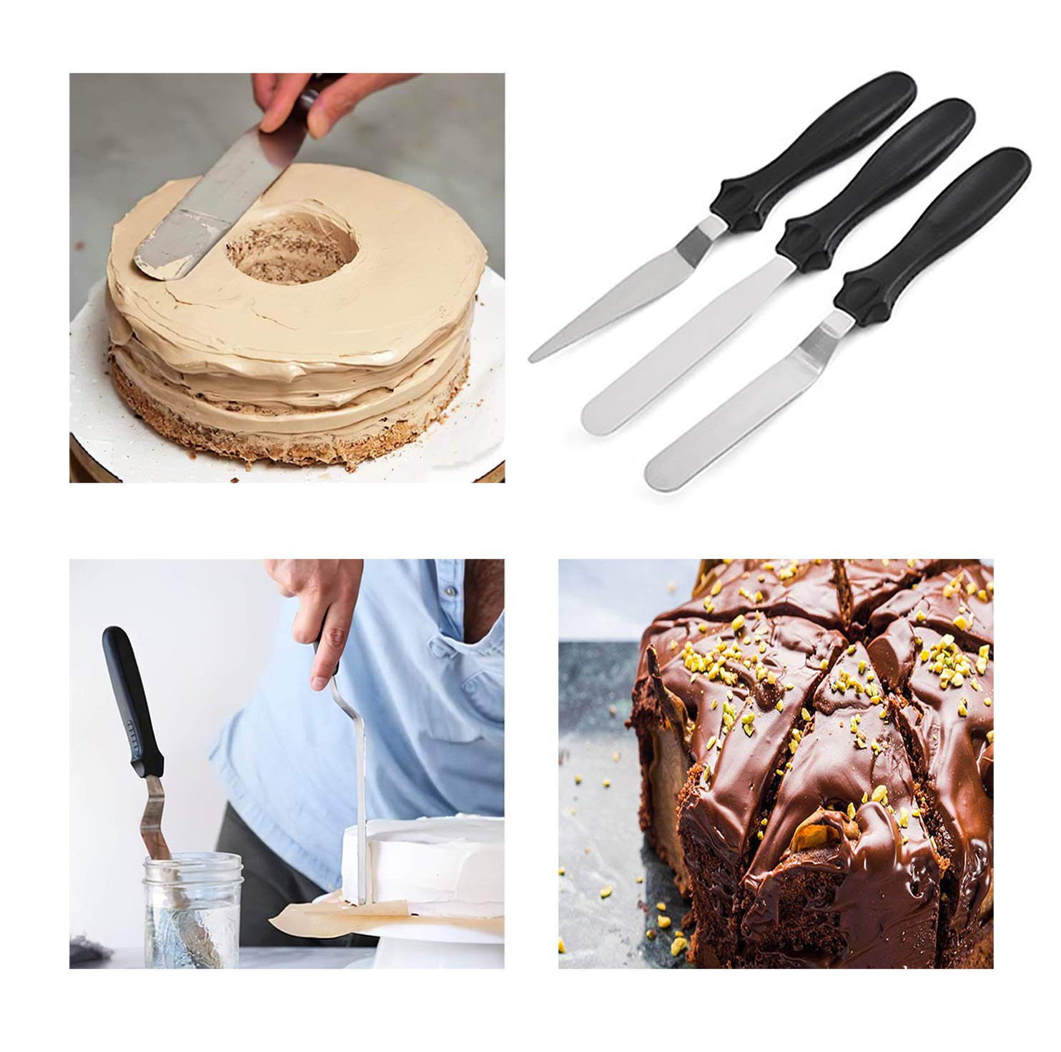 3 Pz/Set Raschietto per Torta Set Più Liscia Crema Glassa Più Liscia Raschietto Pastoso Taglierine Piatto Strumento Raschietto Combinato Denti Irregolari Bordo Fai da Te Più Liscia(3