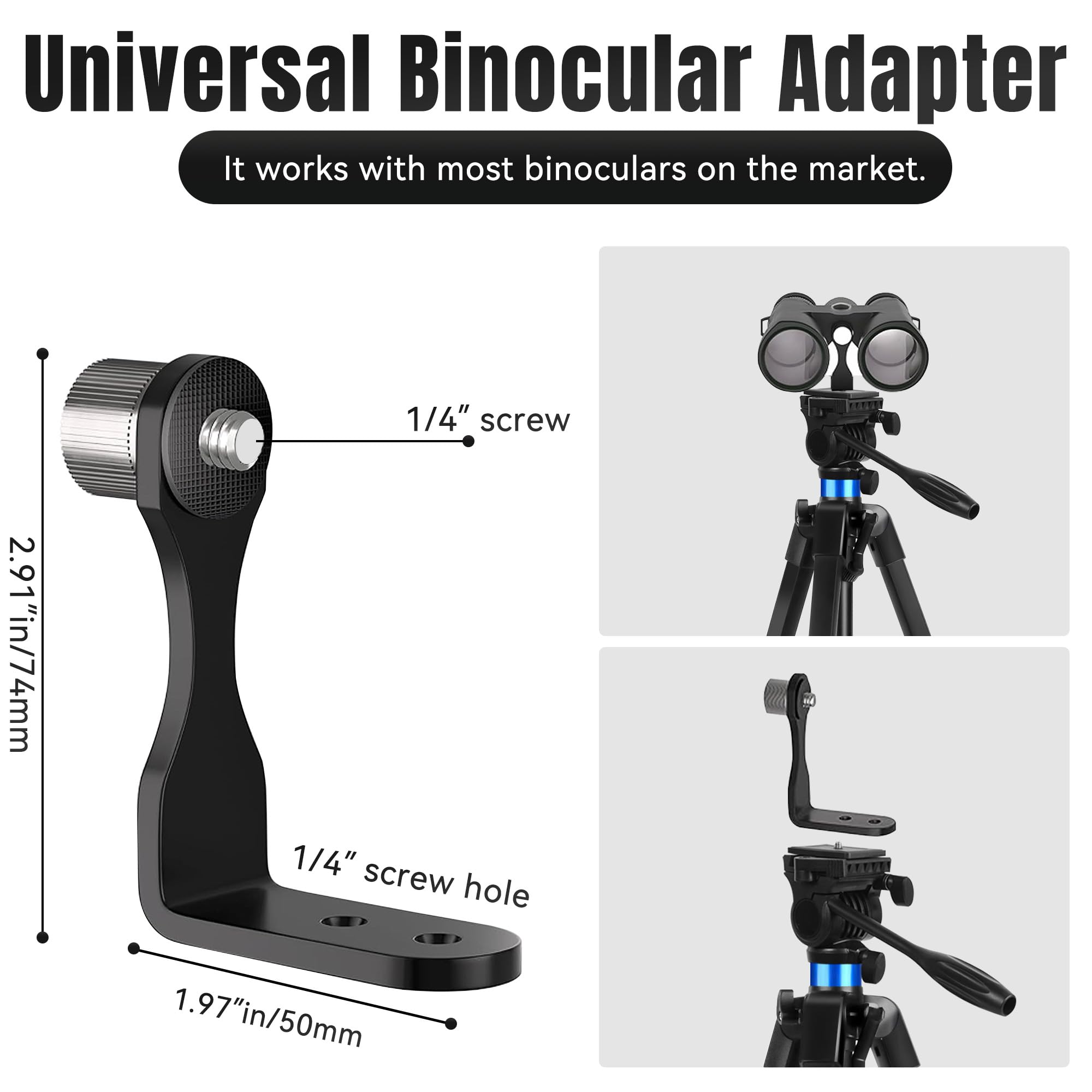 Statyw do lornetki i teleskopu obserwacyjnego, 173 cm i 25 cm, mini statyw aluminiowy, z adapterem do lornetki i 2 płytkami QR oraz uchwytem na telefon/ipda, kompatybilny z lornetkami