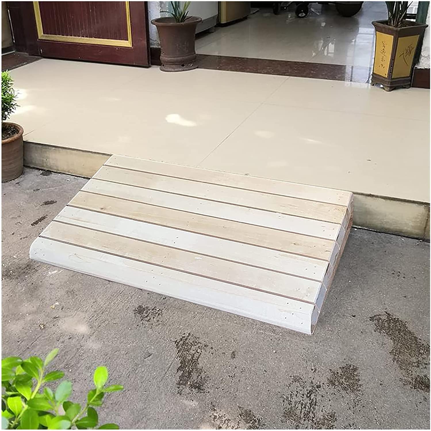 Rampa para Silla de Ruedas, rampas de umbral de 7-15 cm de Altura para escaleras/escalones de jardín/Puerta, Pendiente de Madera fácil de Mover (60x45x18cm/23.6x17.7x7in)