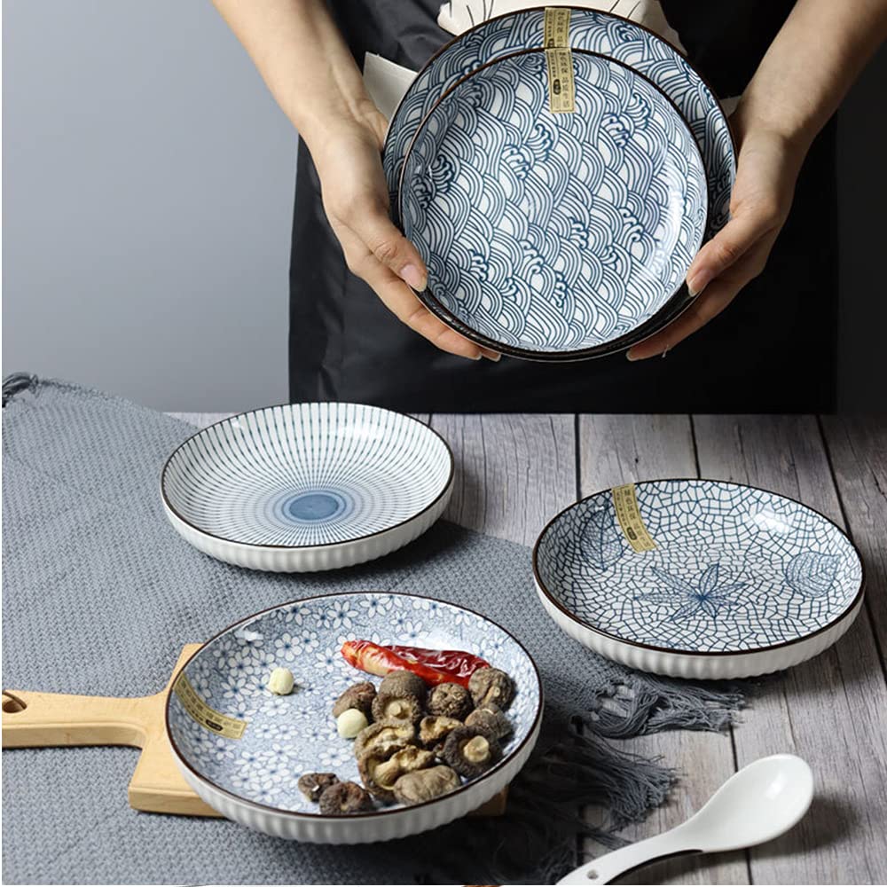 Geschirrset aus Keramik, 18-teiliges Jingdezhen-Retro-Geschirrset aus Porzellan für den Familienhaushalt für 4 Personen