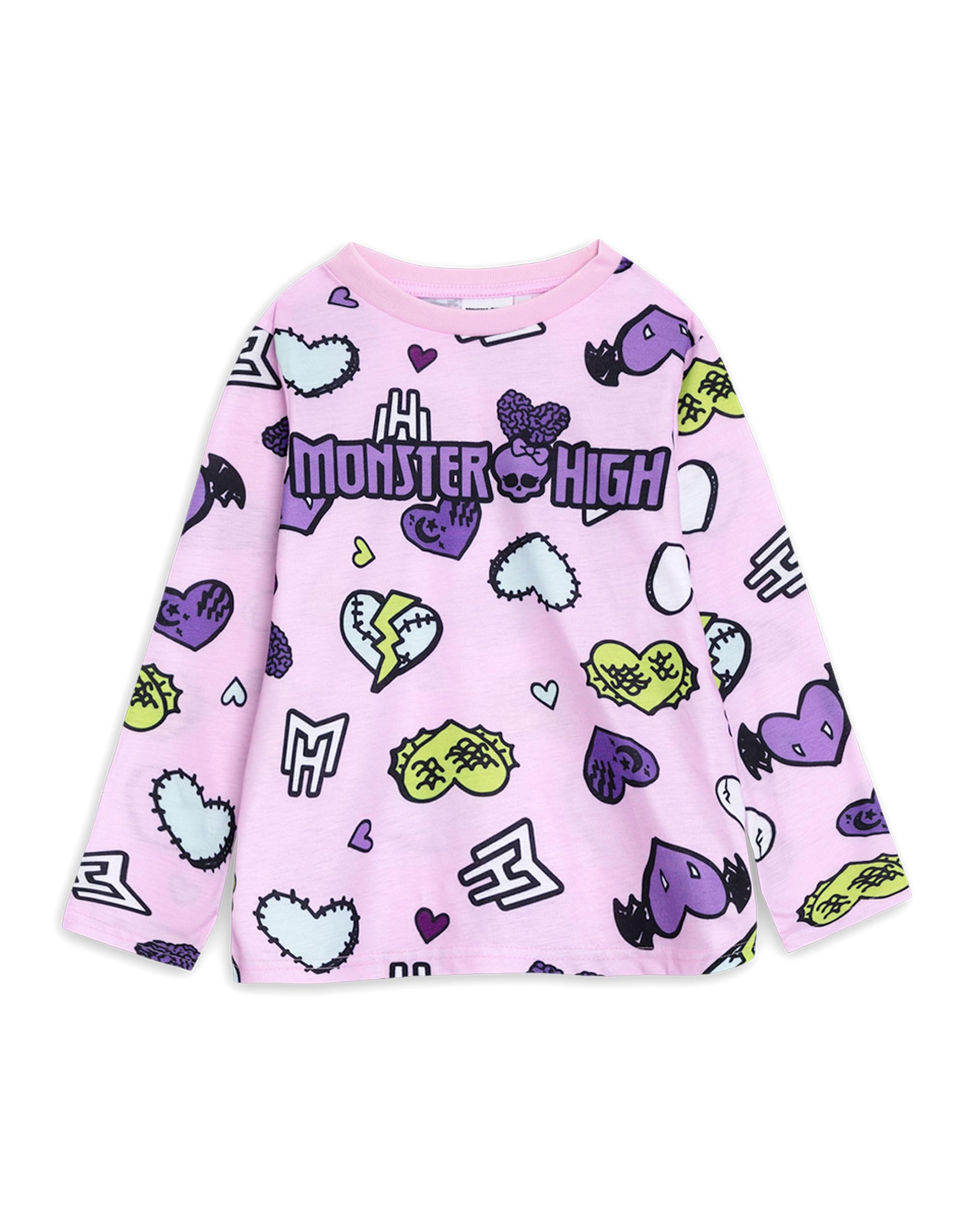 Monster High Dziewczęcy, różowo-fioletowy, piżama z długim rękawem i nogawkami, 3-częściowy komplet | Miękka, wygodna, polarowa piżama z golfem i zapięciem na zamek