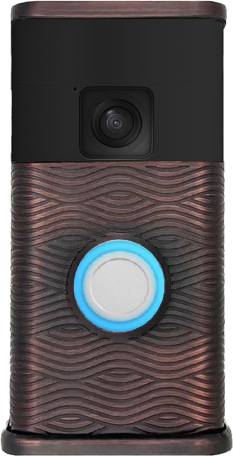 Waves Video Doorbell Cover (Compatible with Ring Battery Doorbell - 2024 Release) (Oiled Bronze)