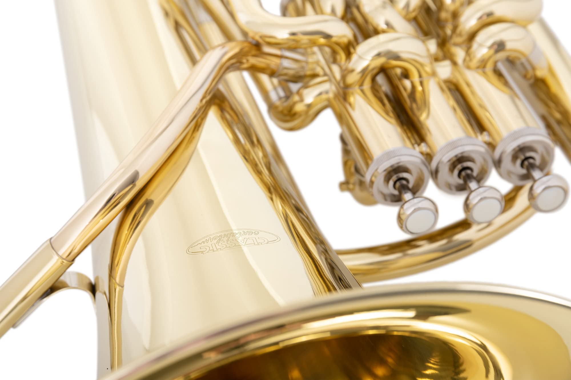 Classic Cantabile EU-1131L Euphonium compensé - en laiton, verni - accord : Sib - diamètre du pavillon : 300 mm - perce : 14 mm - 4 pistons - avec étui et embouchure