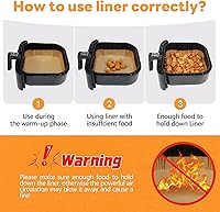 Vista 6 de Forros para freidora de aire pequeños desechables de 2 cuartos de galón para freidora de aire COSORI de 2.1 cuartos de galón, papel pergamino