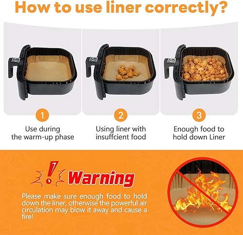 Miniatura 6 de Forros para freidora de aire pequeños desechables de 2 cuartos de galón para freidora de aire COSORI de 2.1 cuartos de galón, papel pergamino para