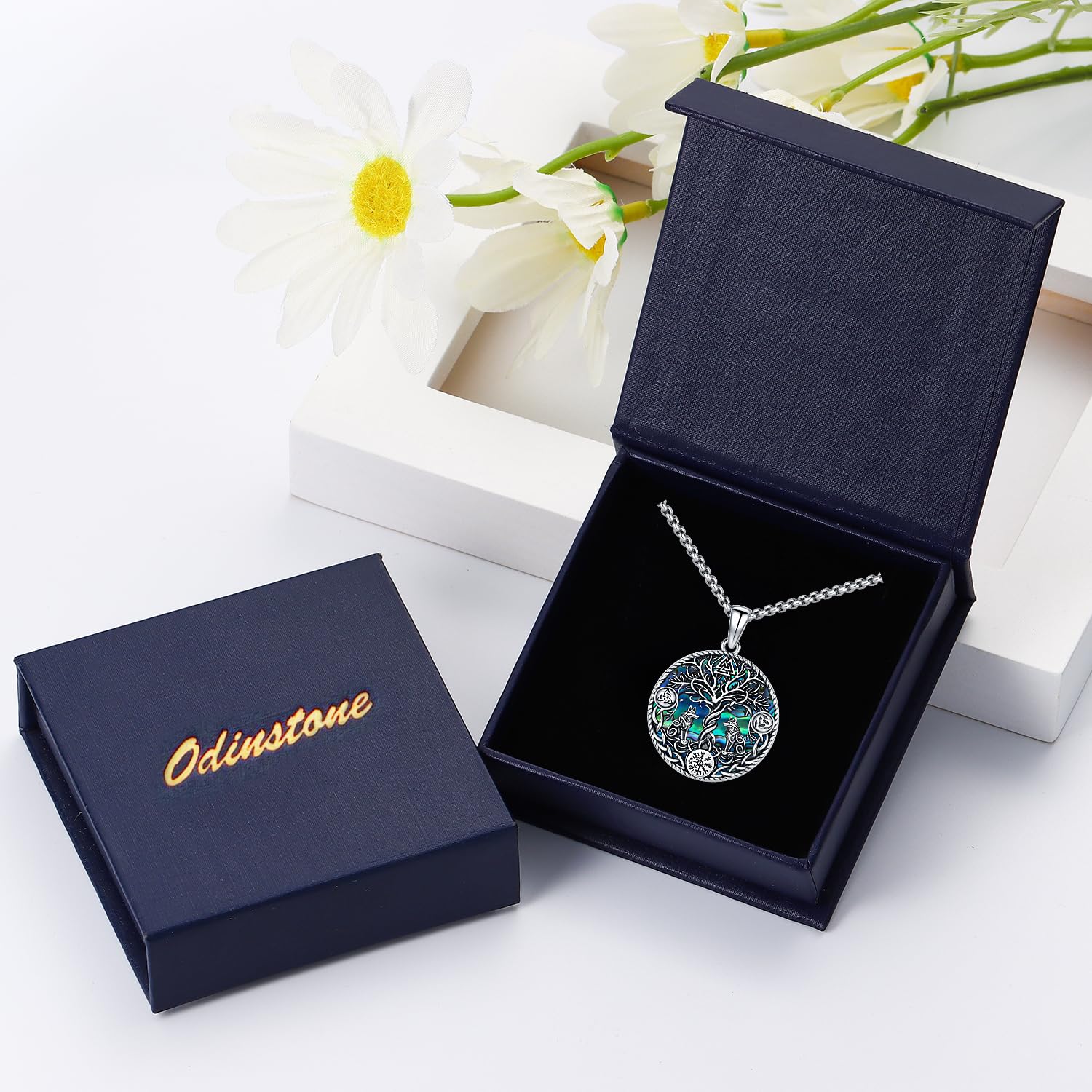 Odinstone Collana vichinga da uomo in argento sterling 925 con ciondolo amuleto della mitologia norrena, gioiello regalo per ragazzi e donne