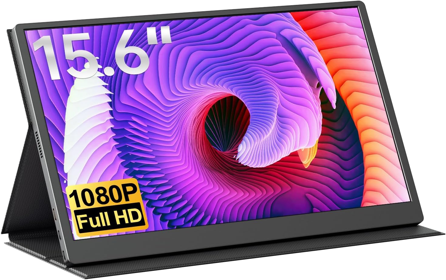 cocopar Portable Monitor 15.6 Inch 1080P FHD 60Hz 60% sRGB Travel Monitor with Speaker HDMI USB-C Second Screen for Laptop MacBook Surface PC Xbox PS4/5, VESA Mountable, with Full Cover Stand