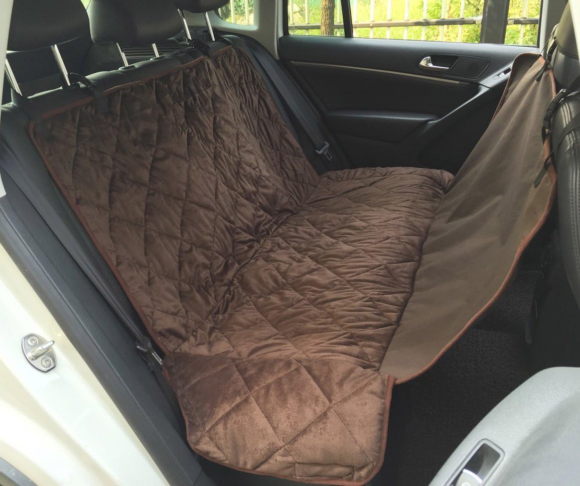 NICREW Quilted Waterproof Pet Dog Car Seat Cover Protector Hammock with Side Flaps (Brown)