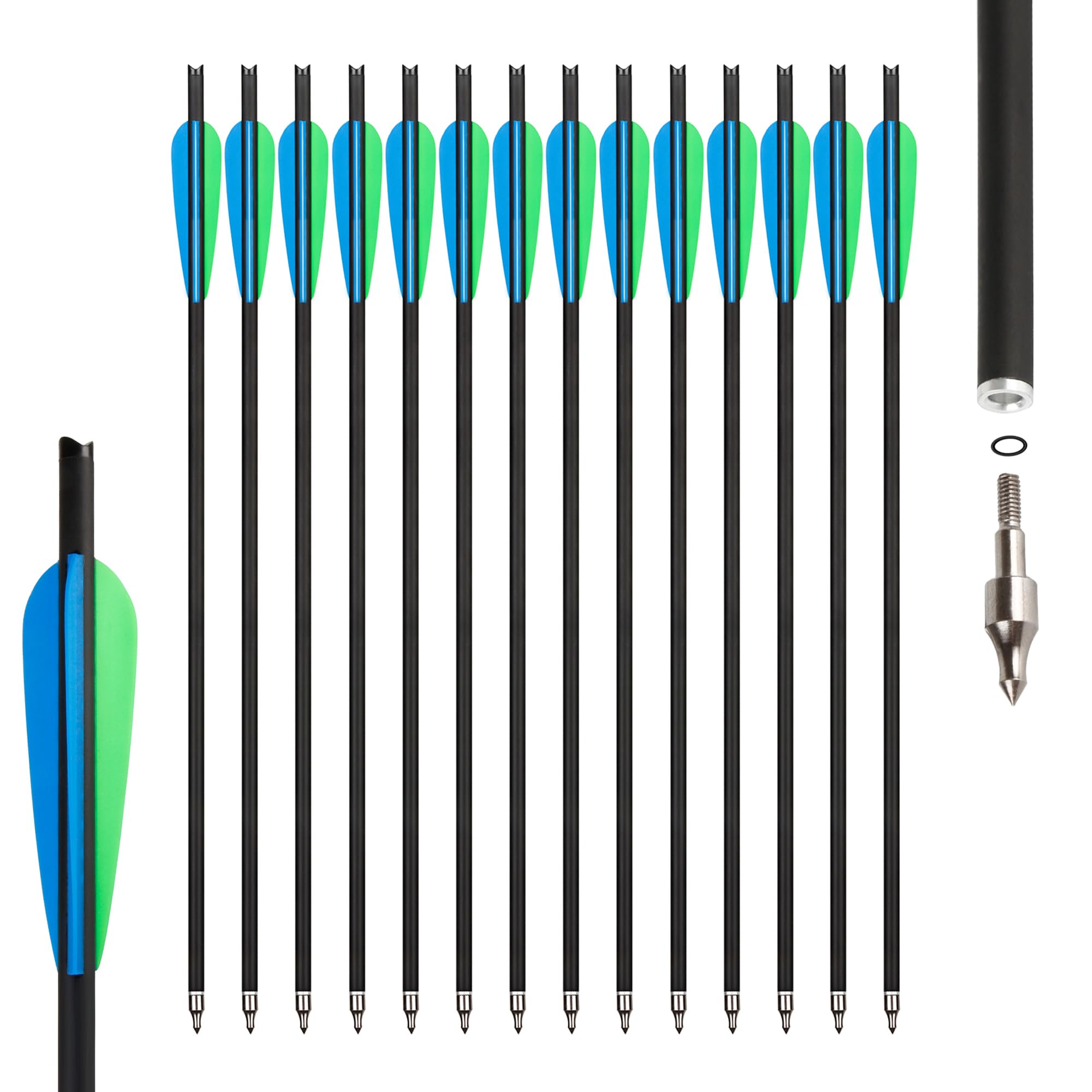 14-Stück 20-Zoll-Armbrustpfeile, Jagd-Carbonpfeile für Armbrust-Zielübungen im Freien