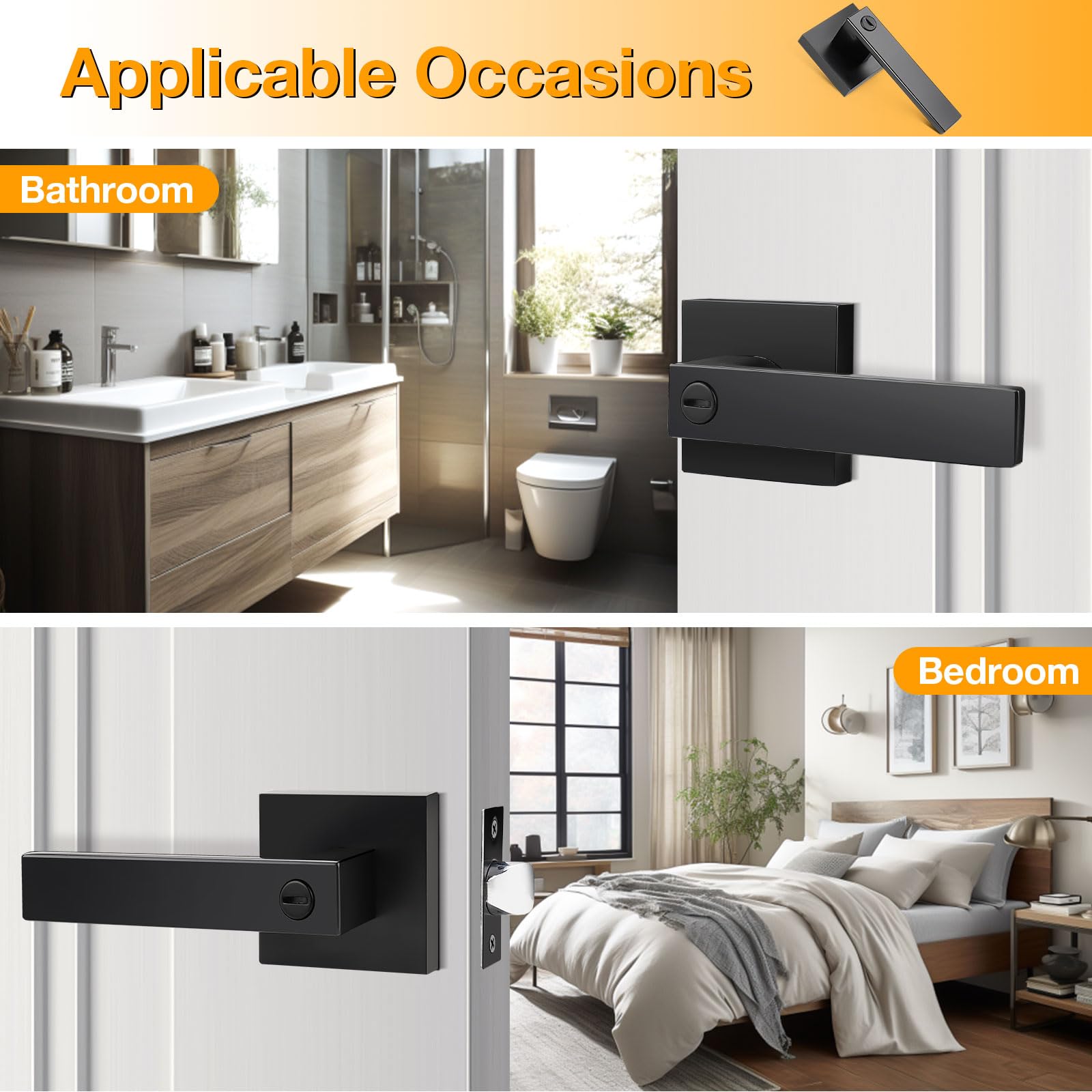 Goldenwarm Lot de 10 Poignées de Porte Cuisine Noires Poignées de