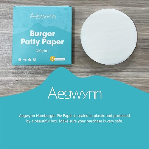 Miniatura 6 de Aegwynn - Papel redondo para hamburguesas de 6 pulgadas, 300 piezas, prensa de hamburguesas de pergamino antiadherente, fácil de quitar,
