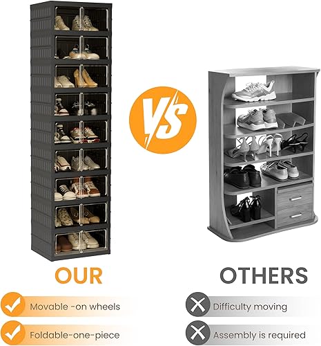 Miniatura 6 de Caja de almacenamiento plegable para zapatos, estante plegable portátil extra grande para armario, caja de almacenamiento de zapatos con puerta