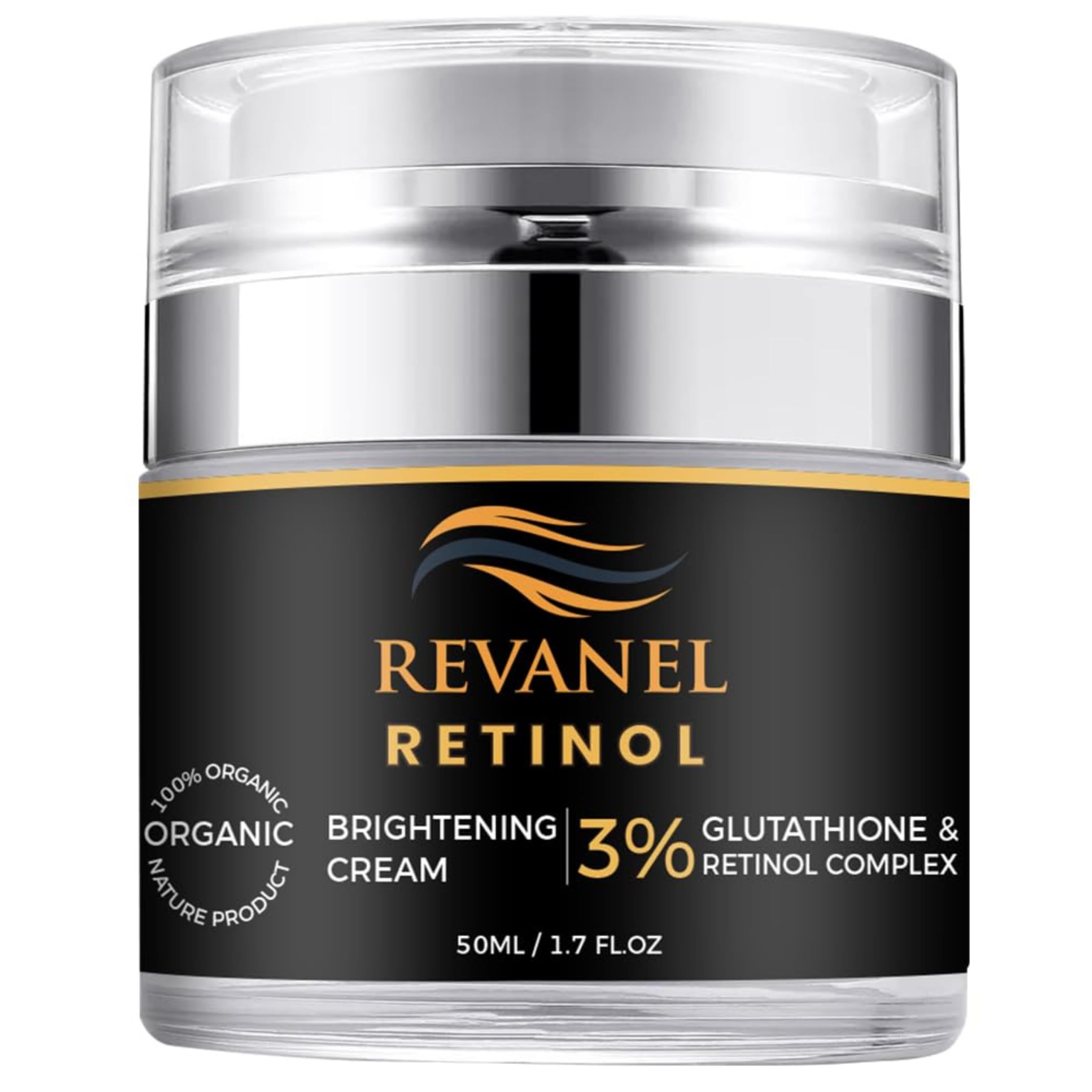 glutathione with retinol REVANEL Complex & 3% Cream Powerful Anti-Aging Formula 100% Organic, a comprehensive solution to target acne, dullness, and visible signs of aging 50ml/1.7 fl.oz. (1) Multi Pack:Pack Of 3