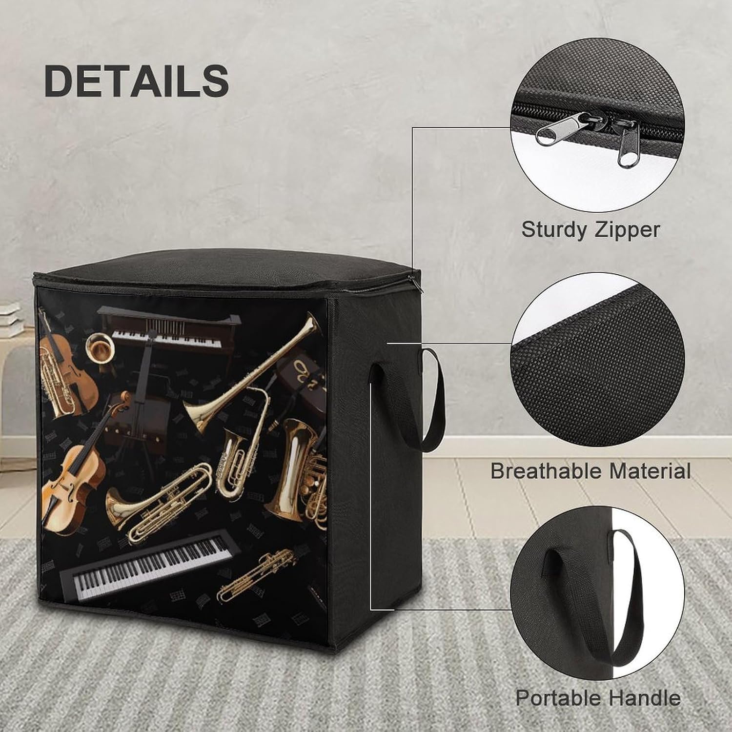 Musical Instruments Storage Bags Moving Bags Storage Bins | Comforter Storage Bag Reinforced Handles & Zippers Foldable Closet Organizers and Storage for Blanket Pillow Clothes