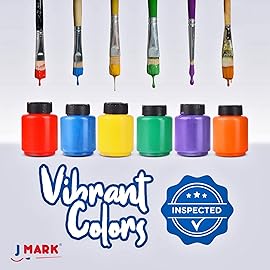 J MARK Toddler Painting Set - 38-Piece Set with Art Smock, 6 Washable Tempera Paints, Painting Paper, Brushes, Sponges, Painting Tools and Palette (Colors)