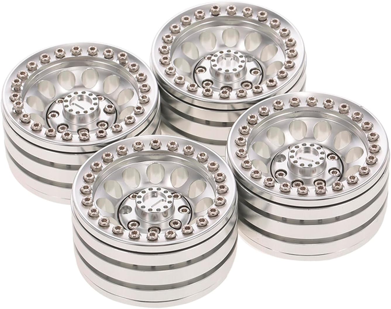 For Axial SCX6 For JLU 1/6 4PCS アルミ 2.9インチ ビードロックホイールハブリム For Axial SCX6 1:6 4個 CNC アルミ合金ホイールハブリム RCカー リモートコントロール クローラーカーアクセ