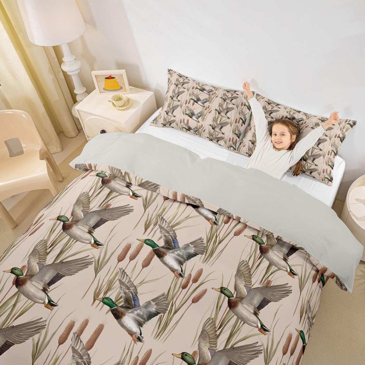 Homemissing Mallard Ente Kids Boys Girls Bettwäsche Set 155x220cm Kinder
