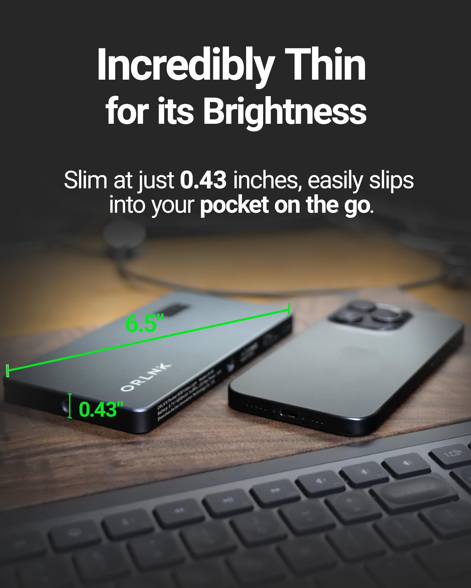 ORLN'K Luce video RGB tascabile, pannello luminoso portatile a LED da 6,5 pollici, 4000 mAh ricaricabile, CRI95+ 2500-9900K, max 10W, corpo in alluminio integrato, illuminazione foto e video (blu