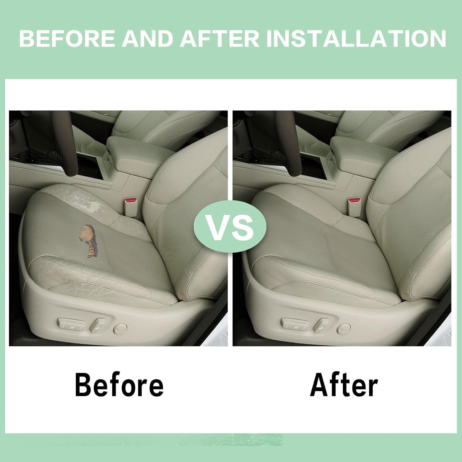 FZJDSD Ecru Tan Driver & Passenger Side Bottom & Top Lean Back Perforated Microfiber Leather Seat Cover Compatible with Lexus GX460 2010 2011 2012 2013 2014 2015 2016 2017