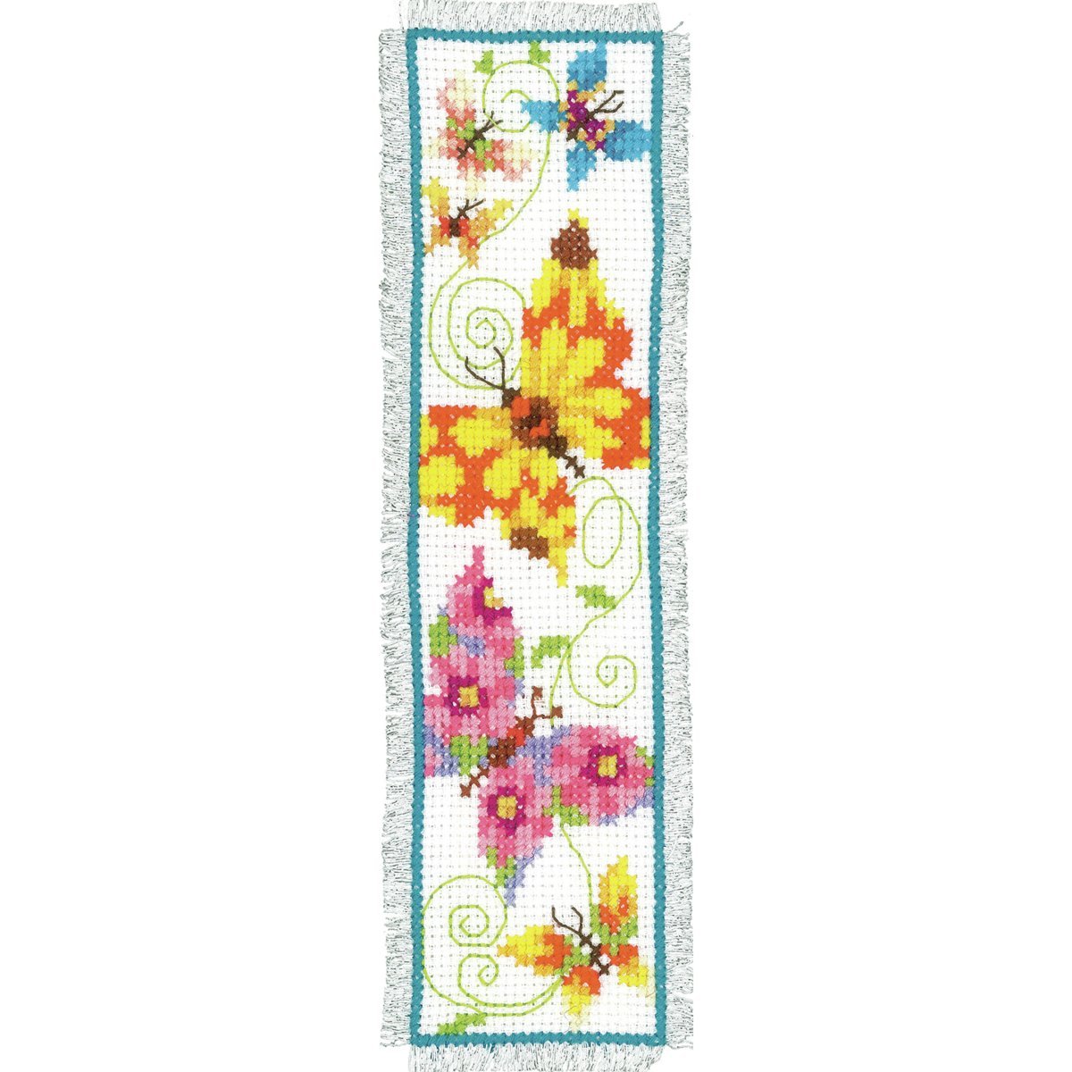 Vervaco Zählmusterpackung „Bunte Schmetterlinge“ – Kreuzstich-Lesezeichen, 6x20 Cm