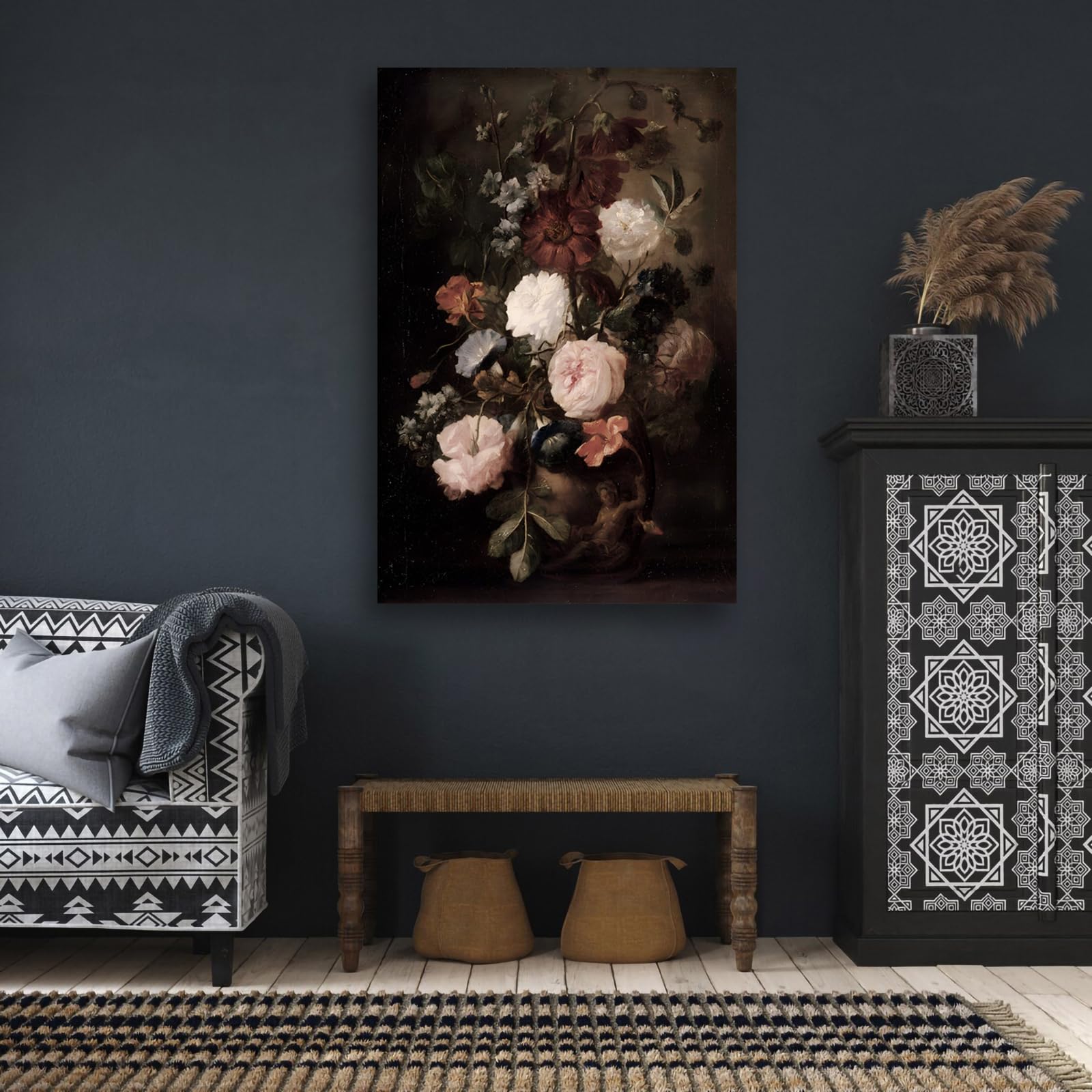 Amazon.com: Moody Flower Wall Art Vintage Dark Floral Painting
