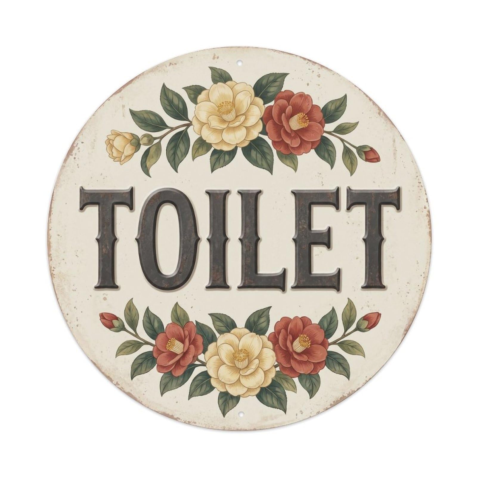 Okahys 8X8inch(20X20cm) Toilet(Wc) Signage Camellia Vintage Metal Tin Sign