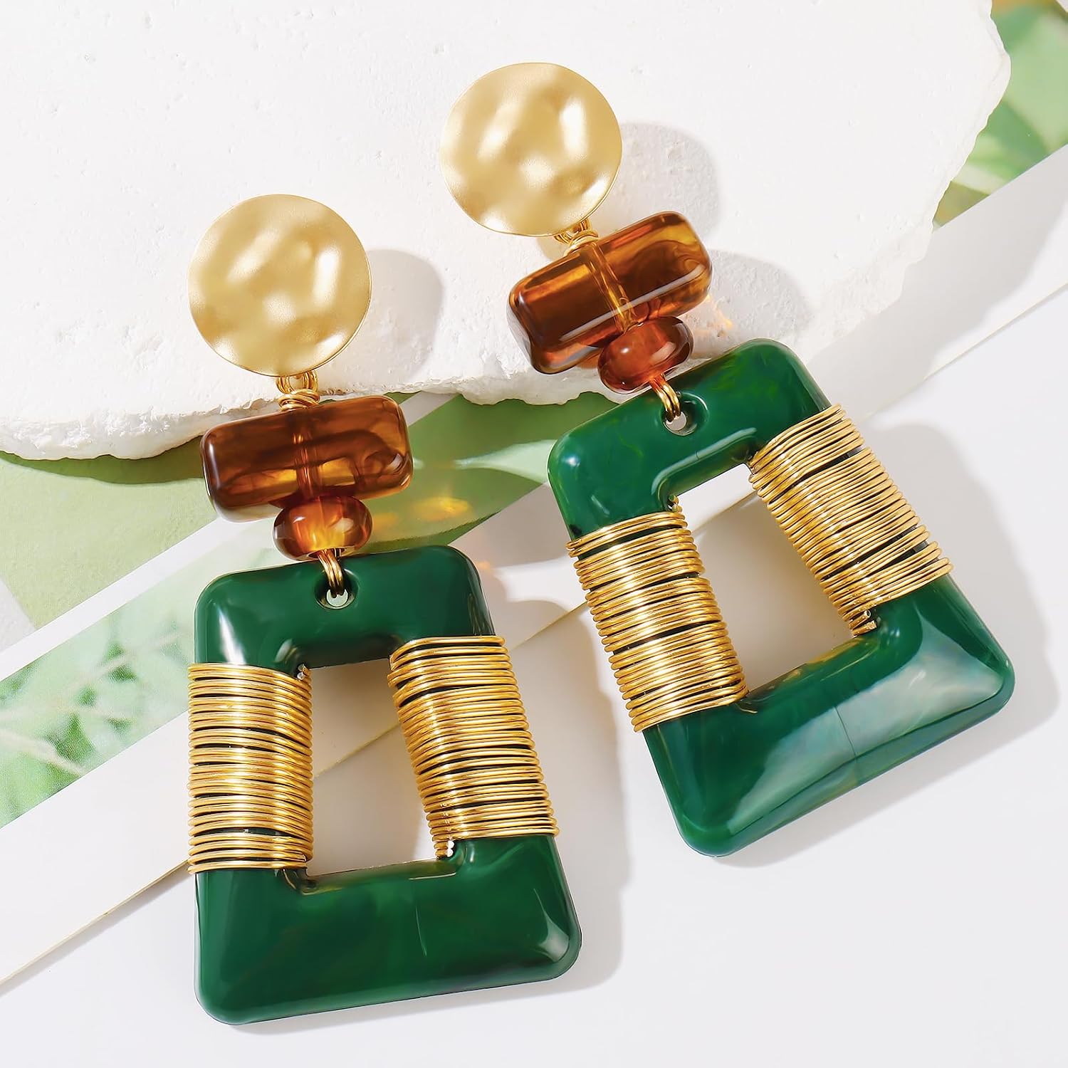 Vintage Geometric Earrings for Women Gold Chunky Statement with Boho image 5